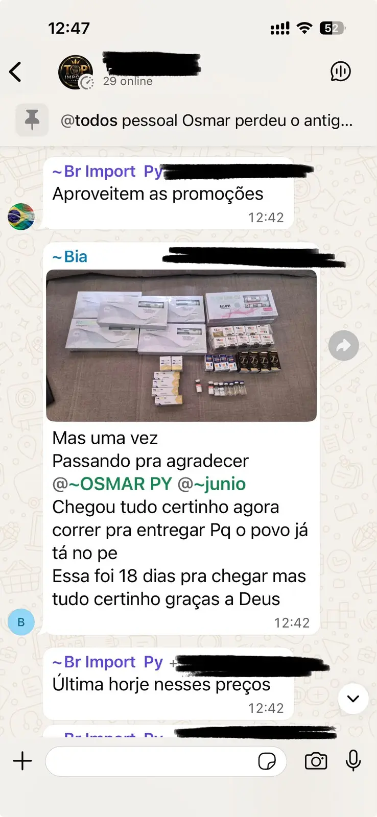 Print real de cliente comprovando entrega